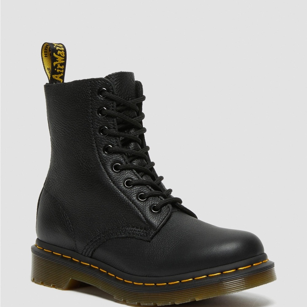 Dr. Martens Black Combat Boots with Yellow Accents
